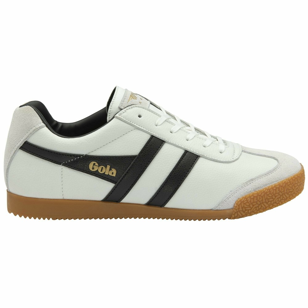 Gola Classics Harrier Leather Men Sneakers White / Black / Black | NSKYAV847