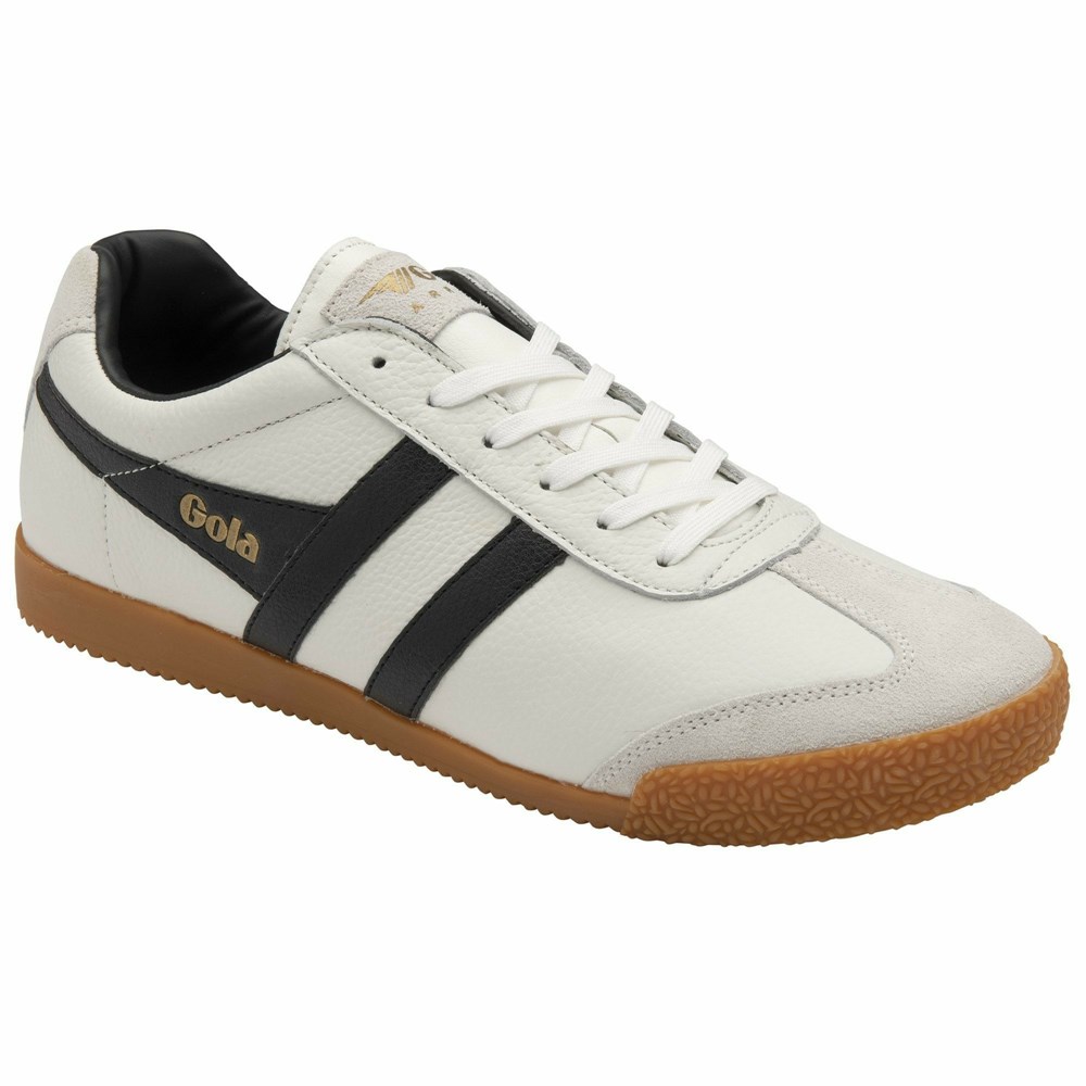 Gola Classics Harrier Leather Men Sneakers White / Black / Black | NSKYAV847