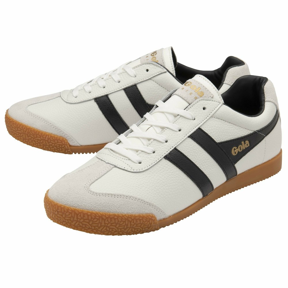 Gola Classics Harrier Leather Men Sneakers White / Black / Black | NSKYAV847