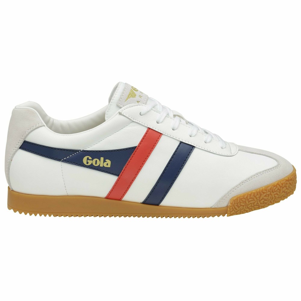 Gola Classics Harrier Leather Men Sneakers White / Navy / Red | OAQSWK173