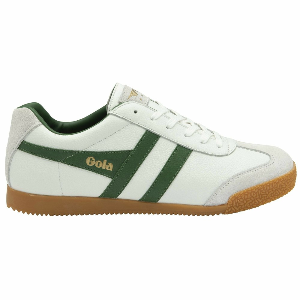 Gola Classics Harrier Leather Men Sneakers White / Green / Green | SKDJQZ360