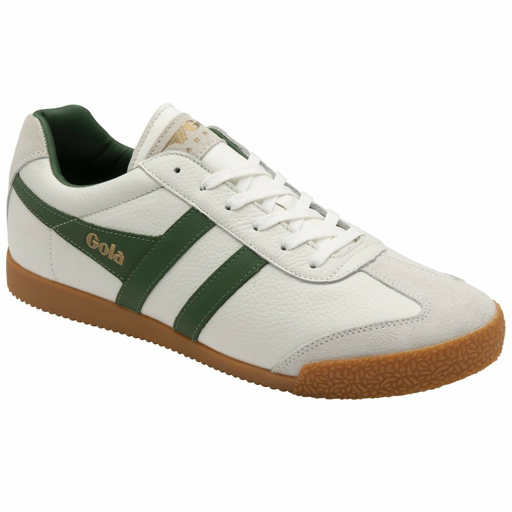 Gola Classics Harrier Leather Men Sneakers White / Green / Green | SKDJQZ360