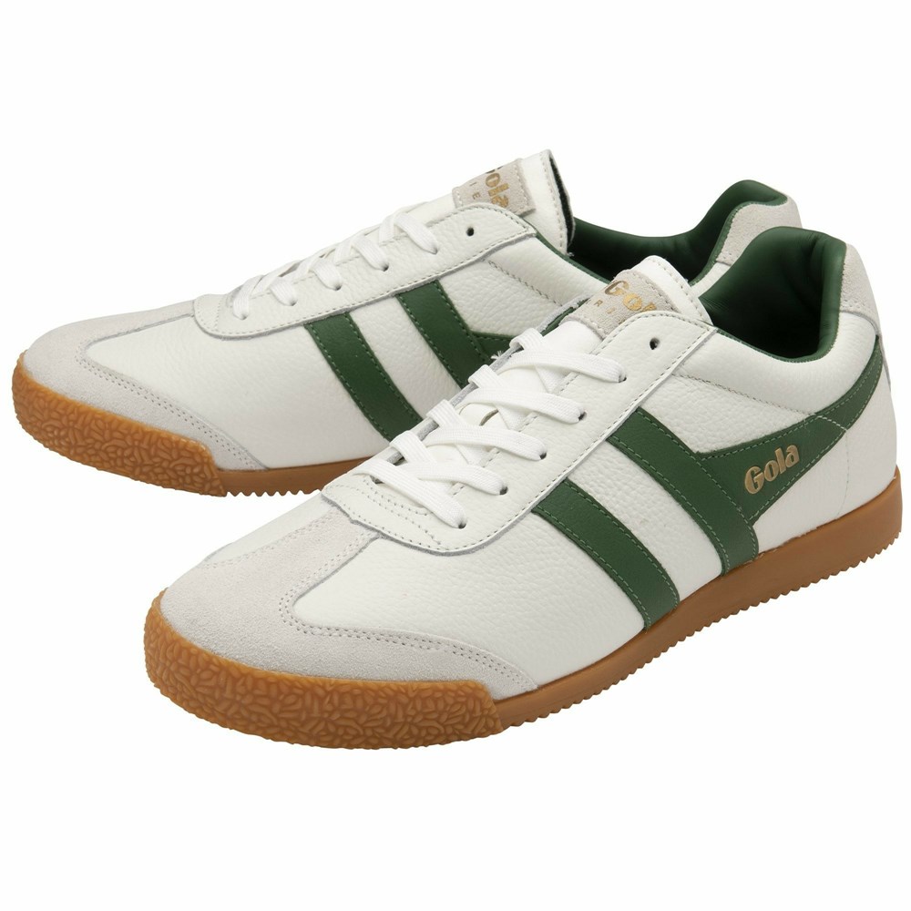 Gola Classics Harrier Leather Men Sneakers White / Green / Green | SKDJQZ360