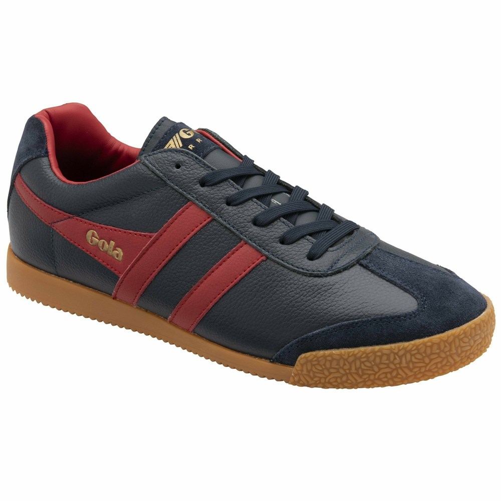 Gola Classics Harrier Leather Men Sneakers Navy / Deep Red / Deep Red | XVERCH850