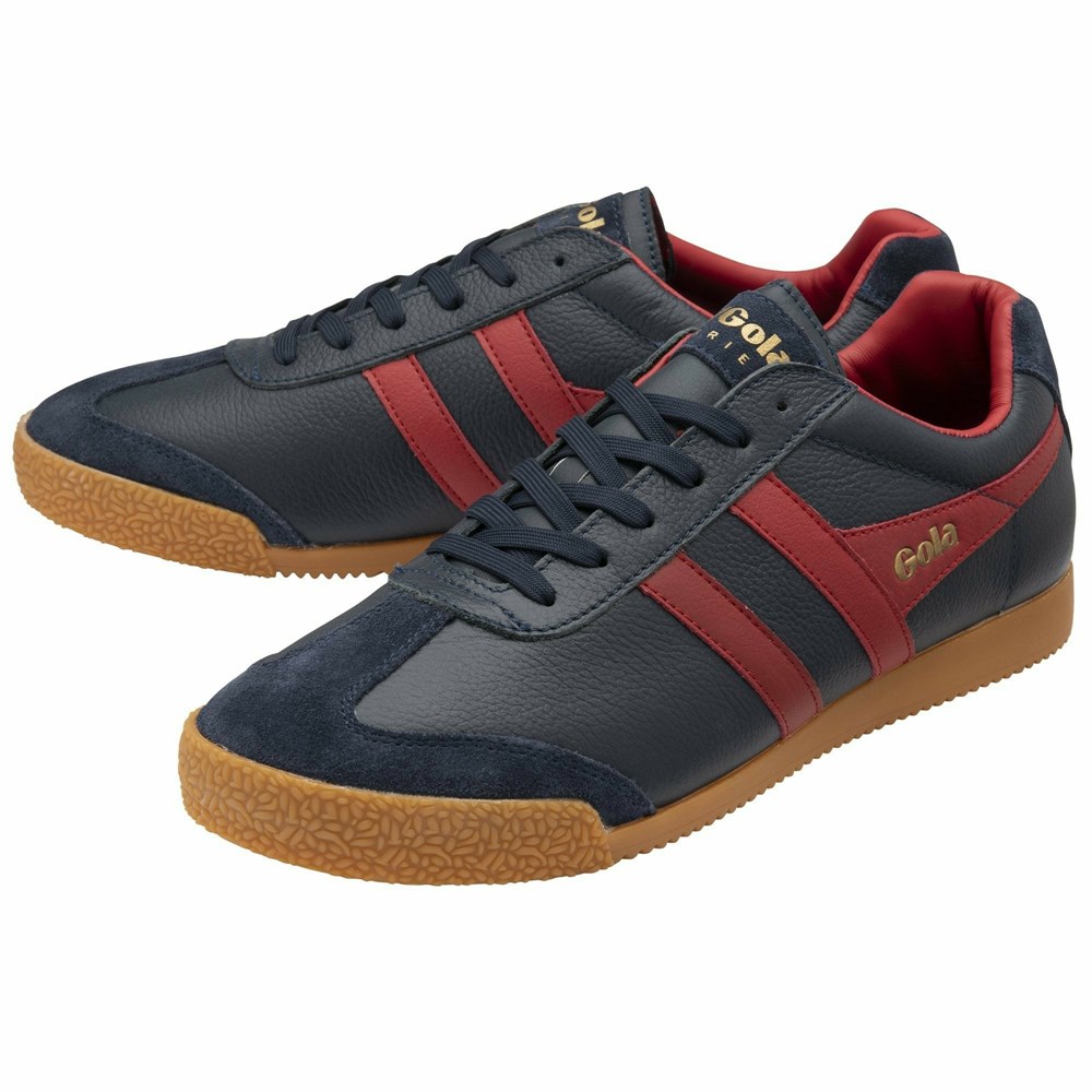 Gola Classics Harrier Leather Men Sneakers Navy / Deep Red / Deep Red | XVERCH850