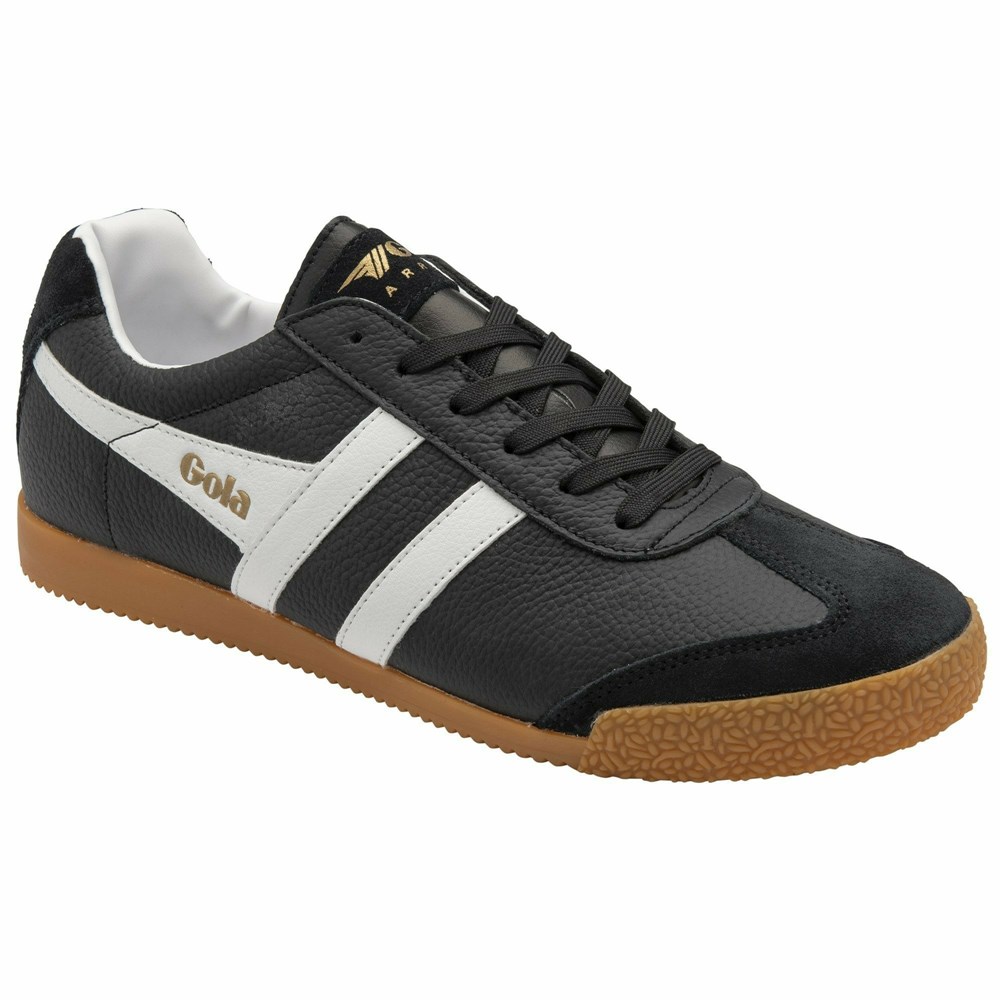 Gola Classics Harrier Leather Men Sneakers Black / White / White | RWPEIU296