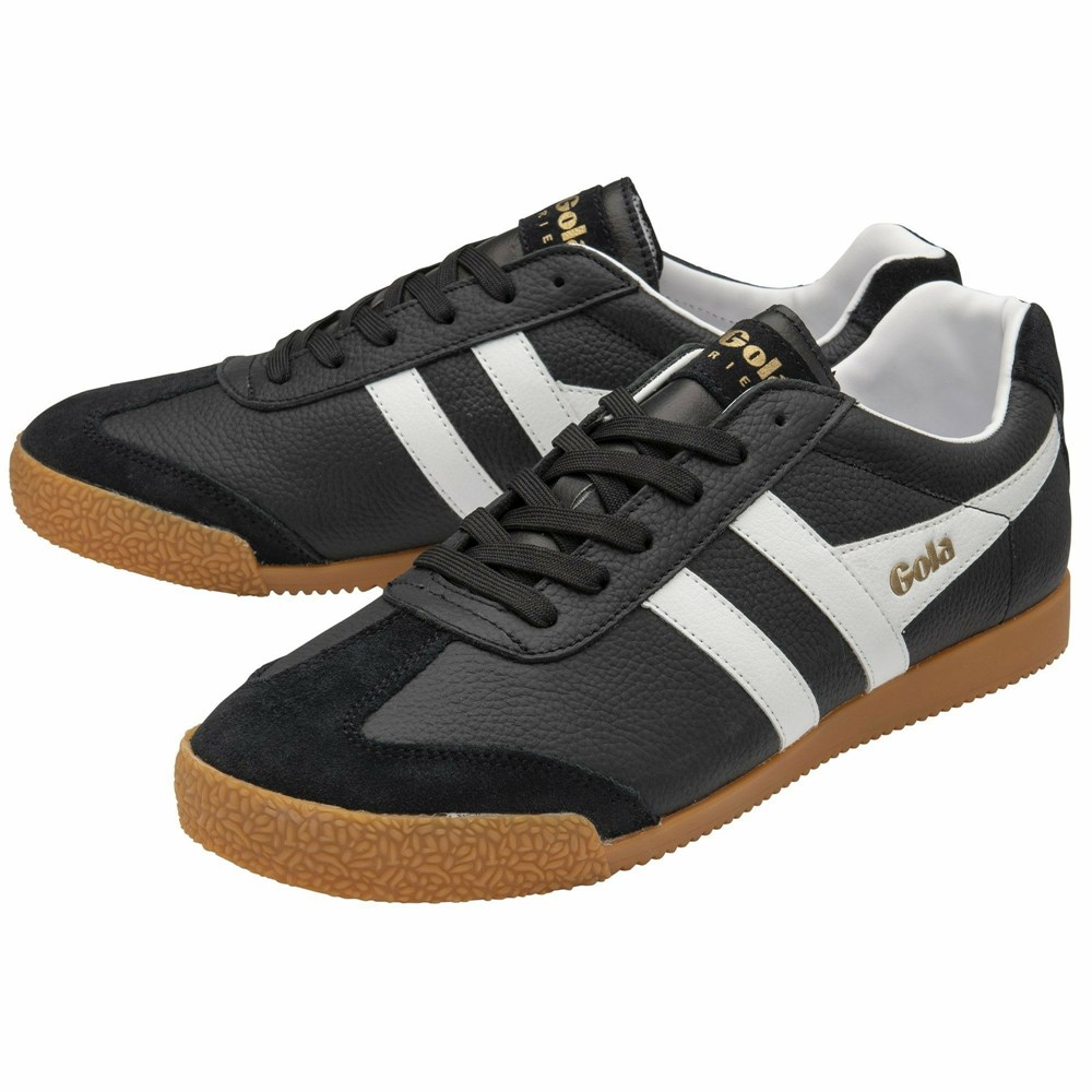 Gola Classics Harrier Leather Men Sneakers Black / White / White | RWPEIU296