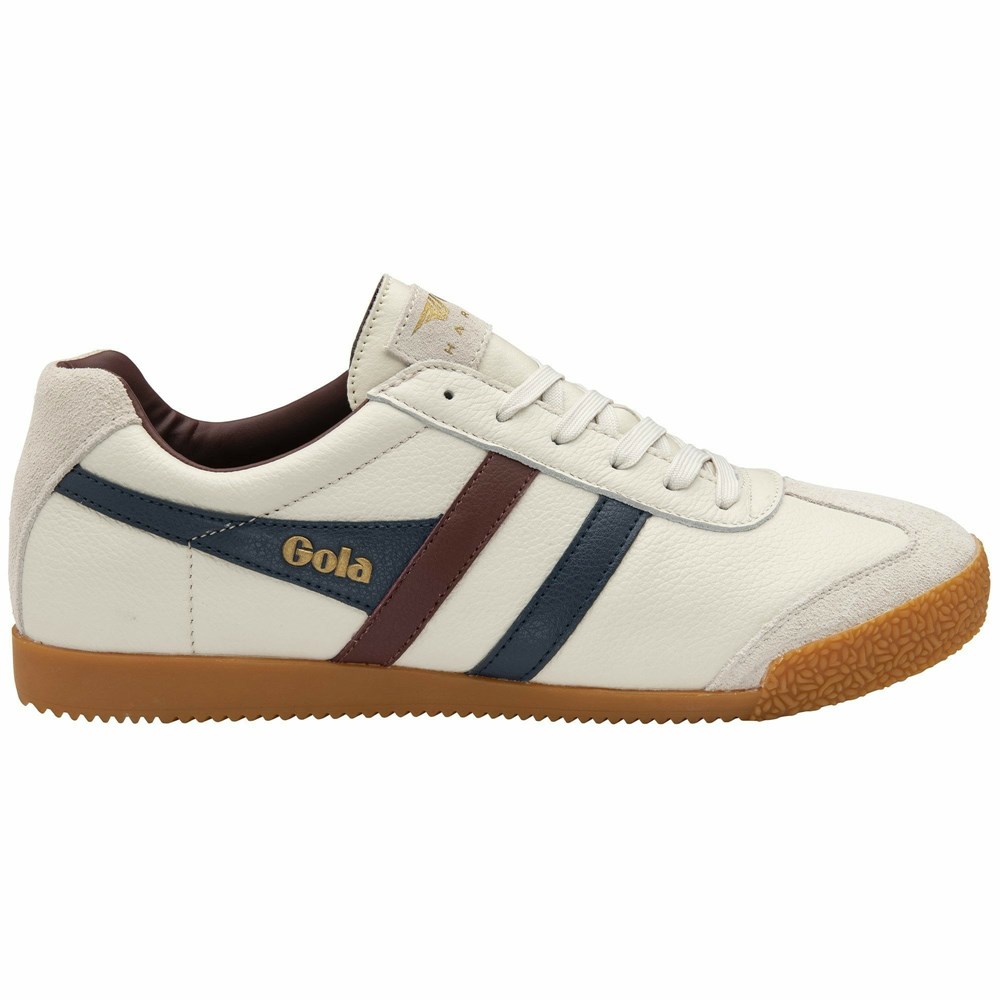 Gola Classics Harrier Leather Men Sneakers White / Navy / Burgundy | FNHDZX623