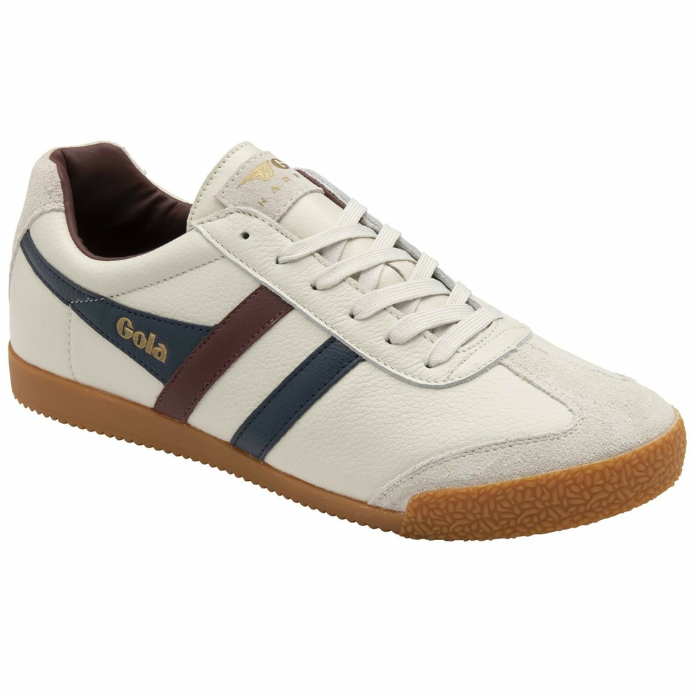 Gola Classics Harrier Leather Men Sneakers White / Navy / Burgundy | FNHDZX623