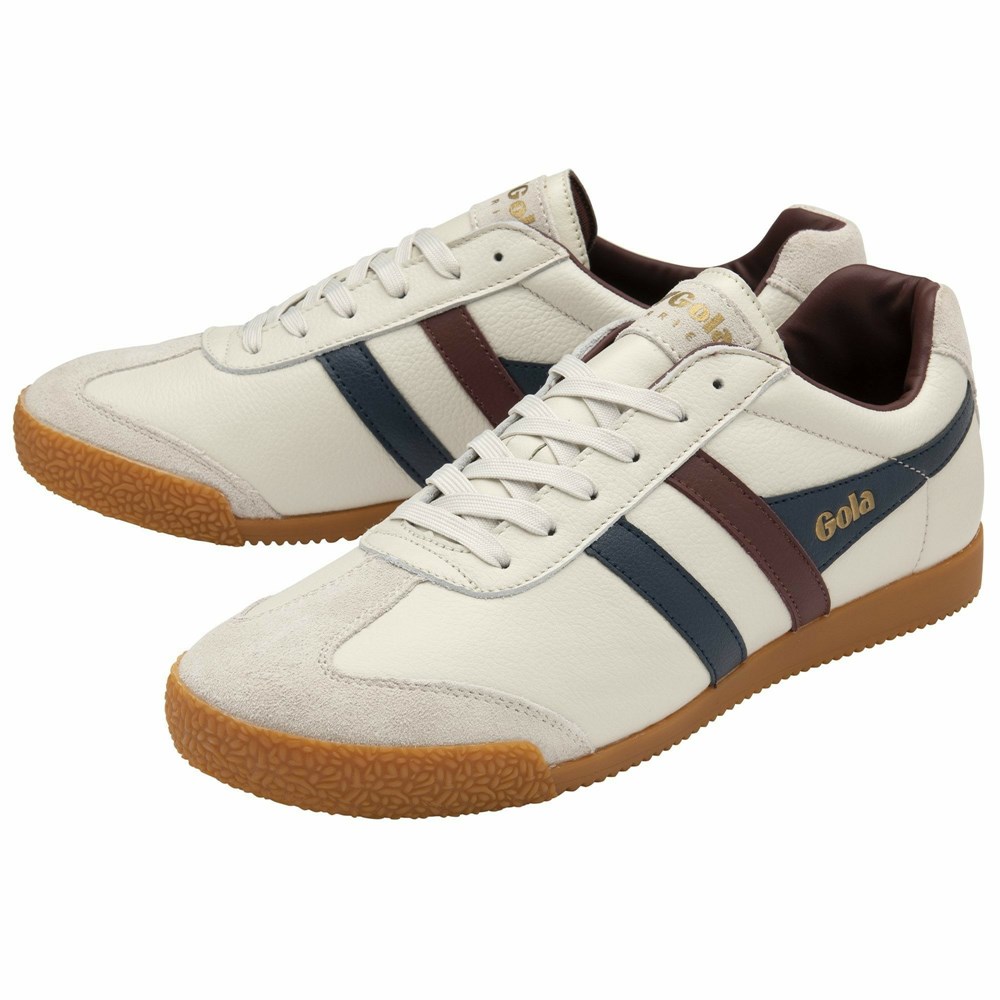 Gola Classics Harrier Leather Men Sneakers White / Navy / Burgundy | FNHDZX623