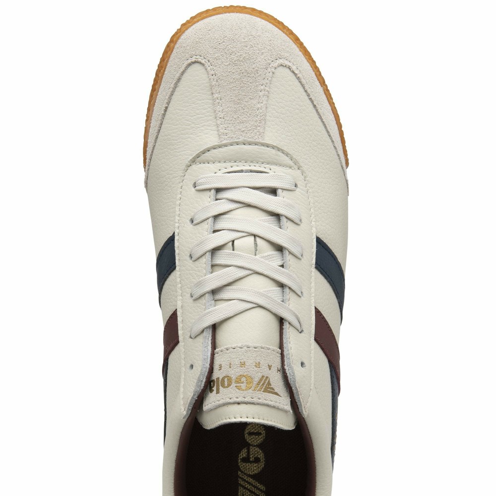 Gola Classics Harrier Leather Men Sneakers White / Navy / Burgundy | FNHDZX623