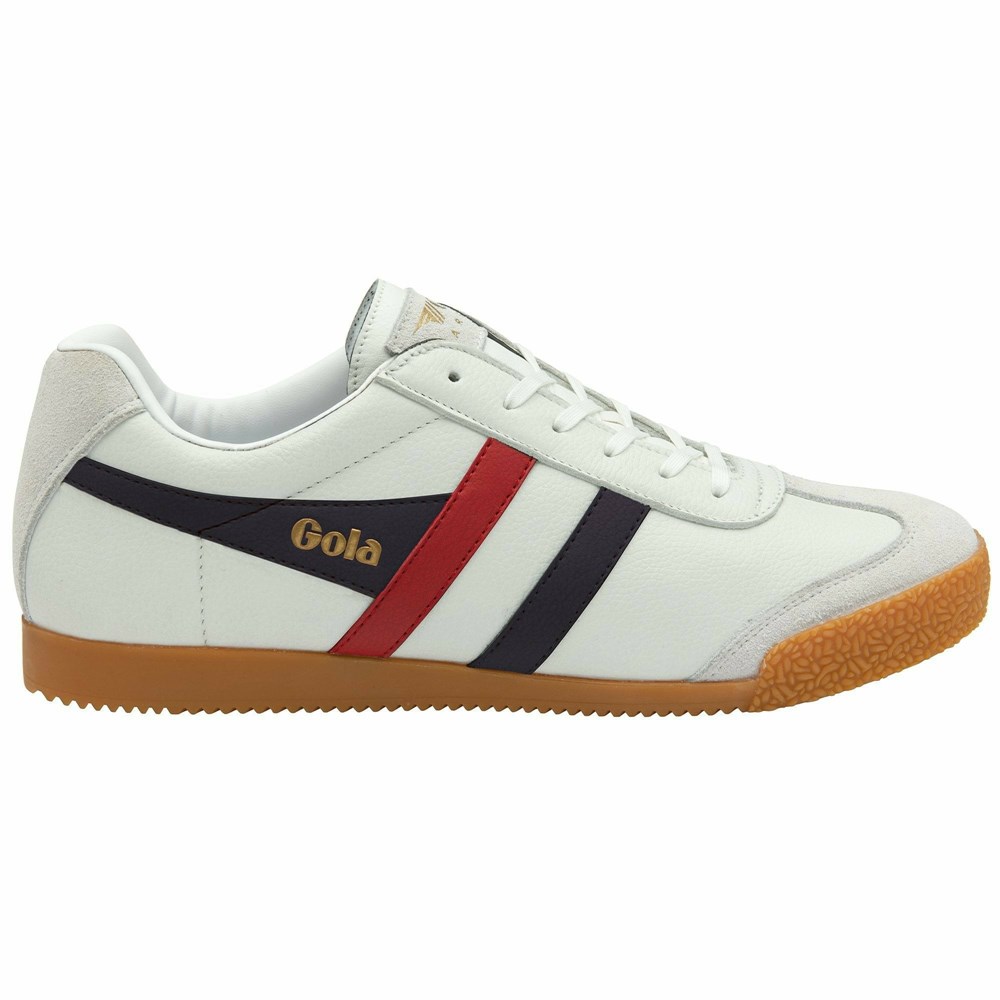 Gola Classics Harrier Leather Men Sneakers White / Navy / Red | DCUYXE189