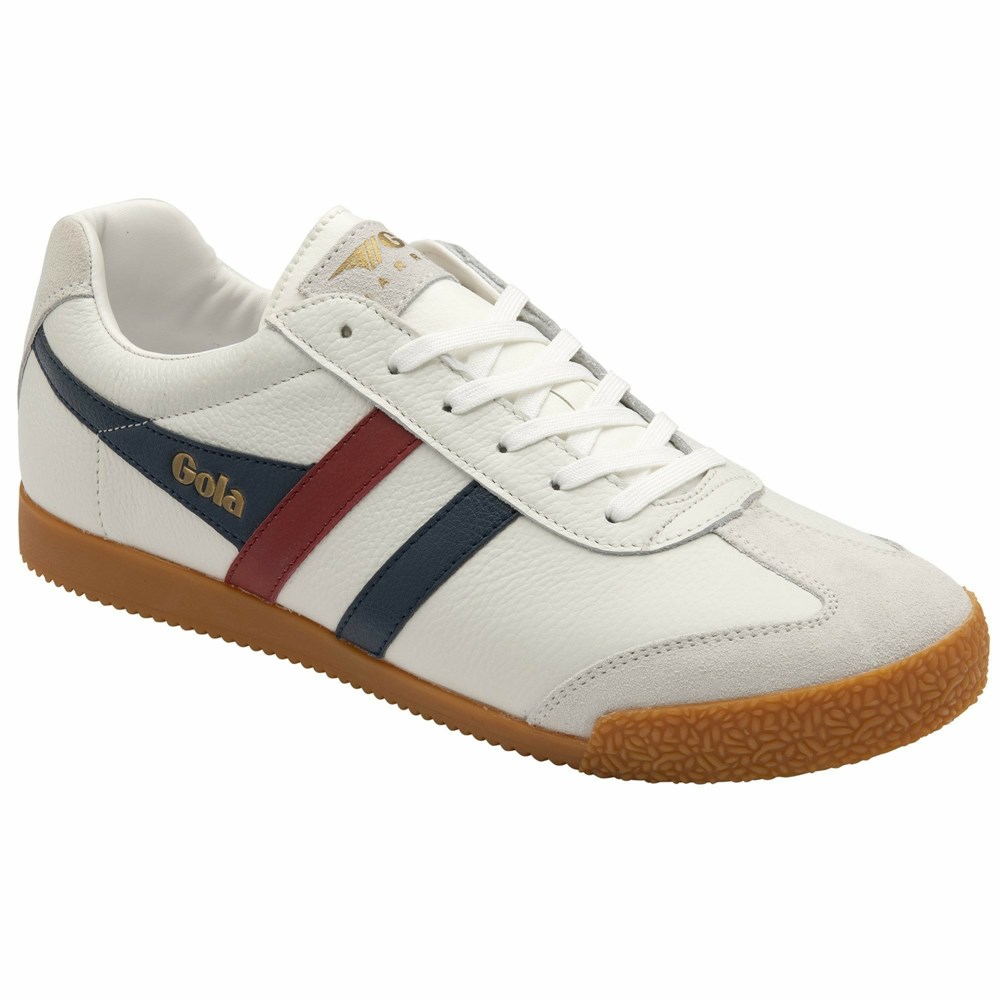 Gola Classics Harrier Leather Men Sneakers White / Navy / Red | DCUYXE189