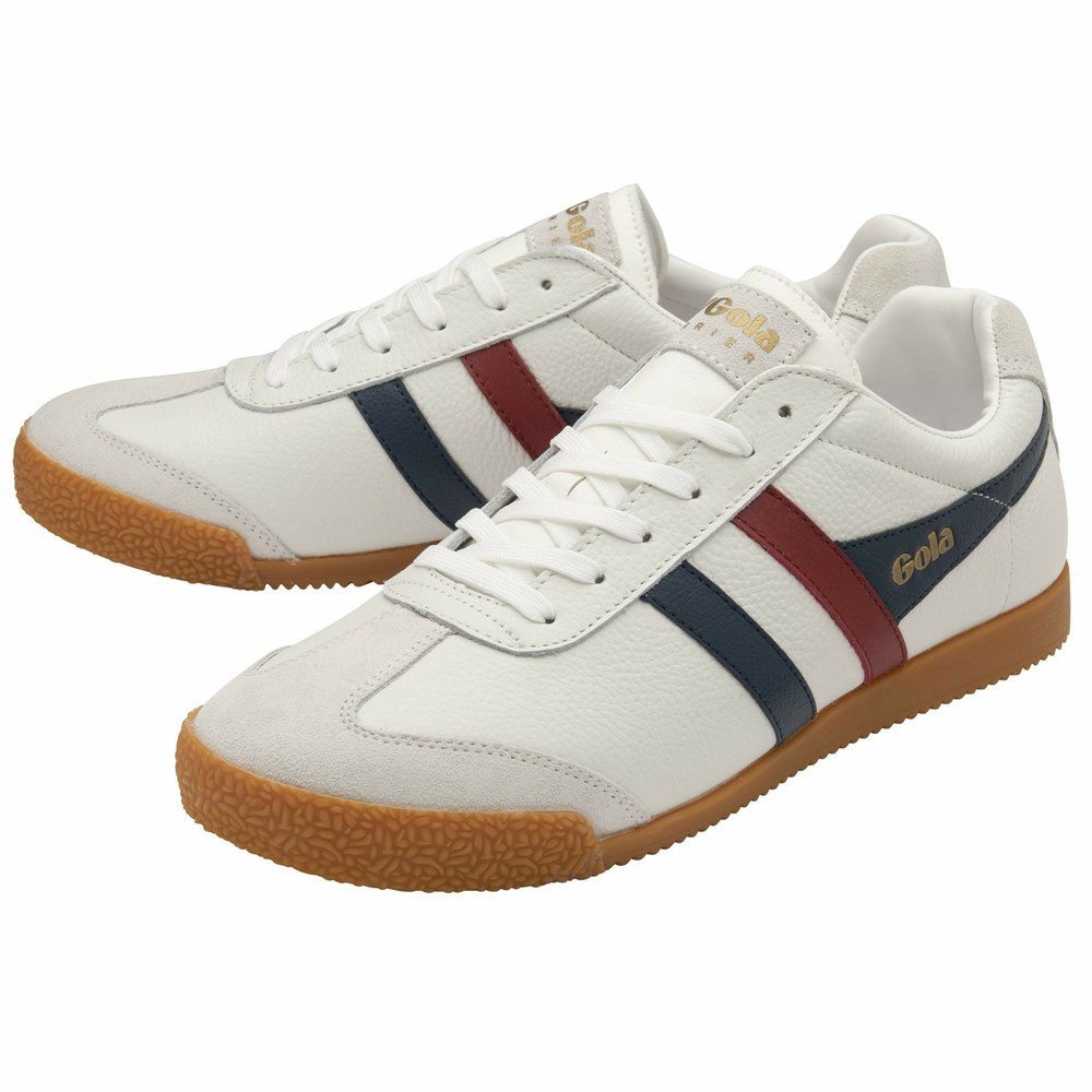 Gola Classics Harrier Leather Men Sneakers White / Navy / Red | DCUYXE189