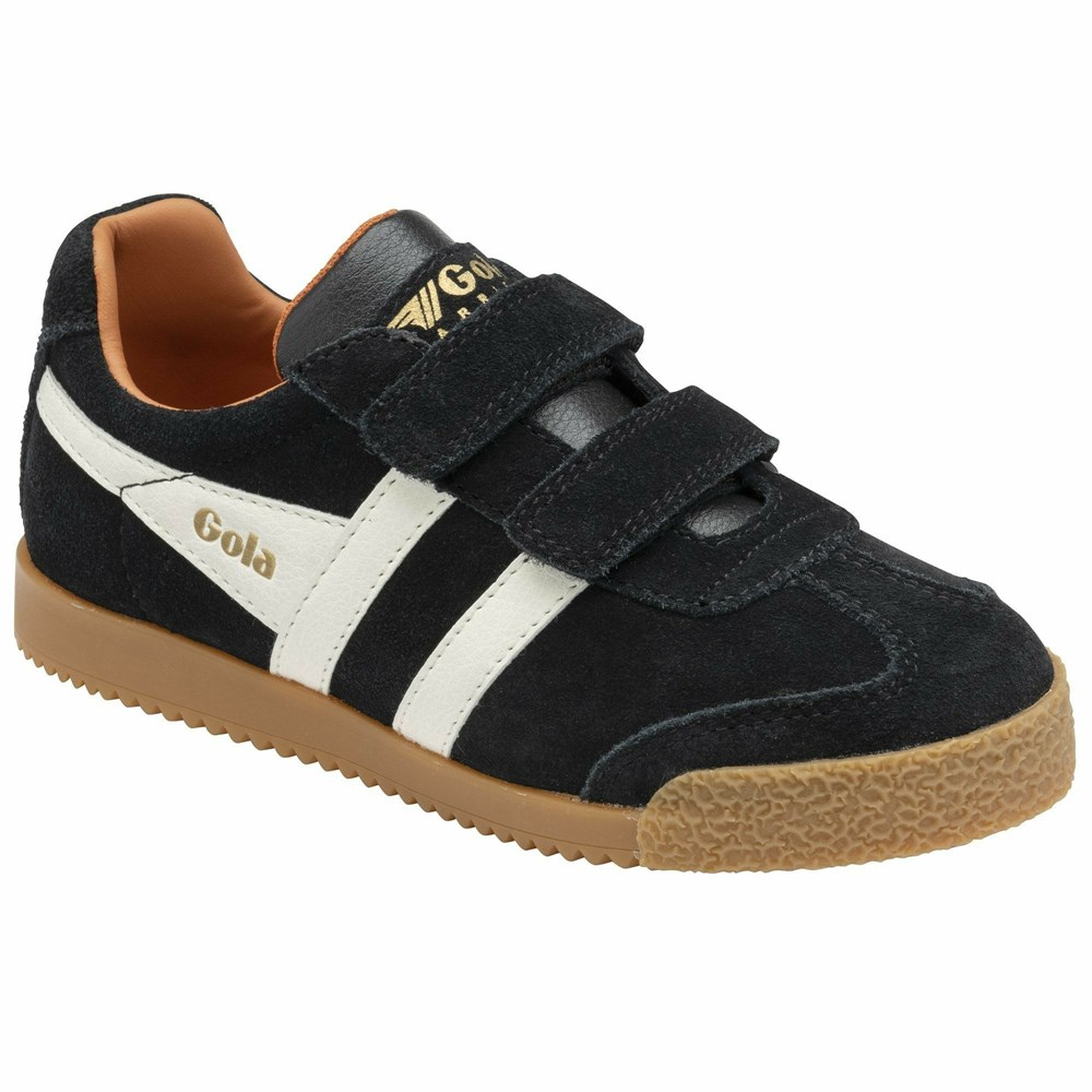 Gola Classics Harrier Strap Kids' Sneakers Black / White / Orange | FLYEBZ924