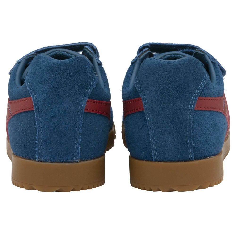 Gola Classics Harrier Strap Kids' Sneakers Blue / Deep Red | ZQBJHC461