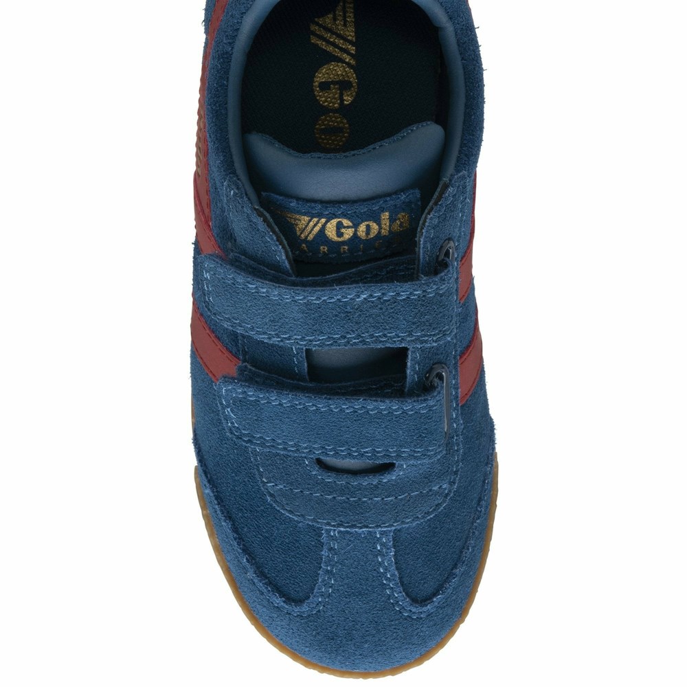 Gola Classics Harrier Strap Kids' Sneakers Blue / Deep Red | ZQBJHC461