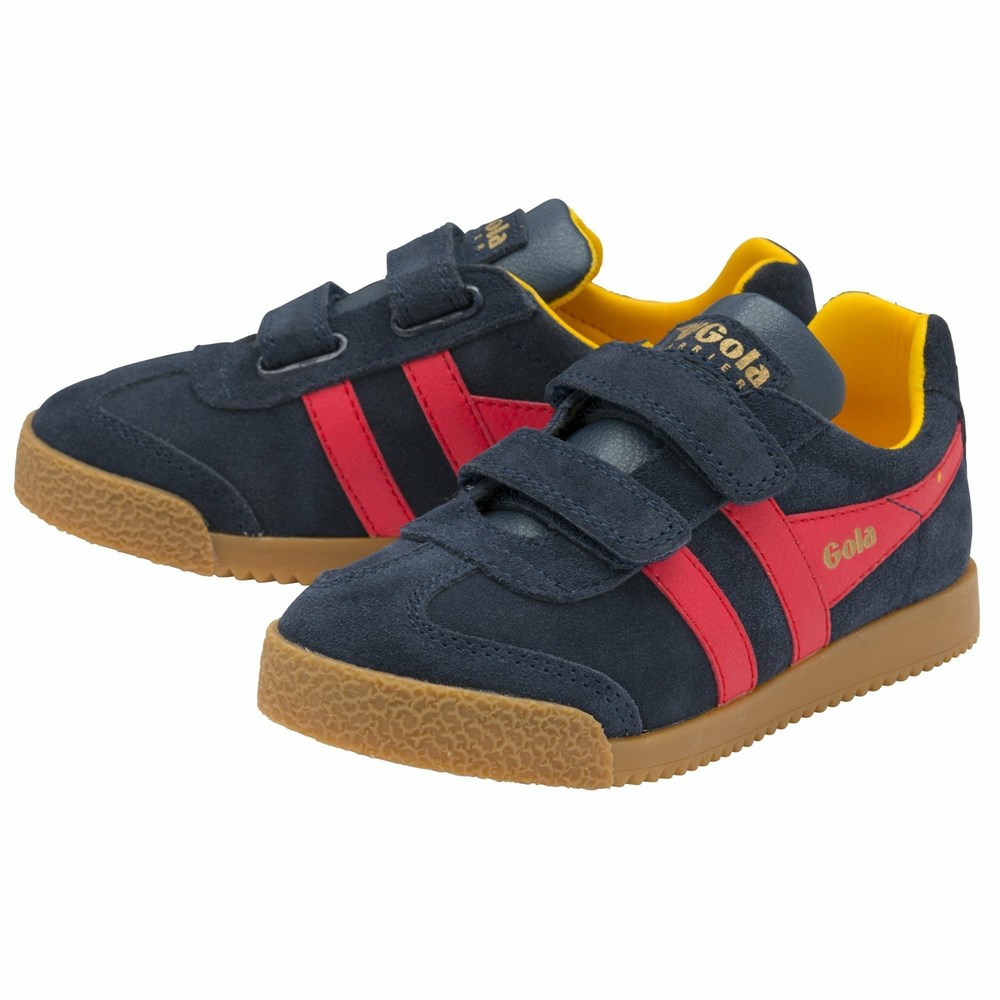 Gola Classics Harrier Strap Kids' Sneakers Navy / Red / Orange | NBMTAP152