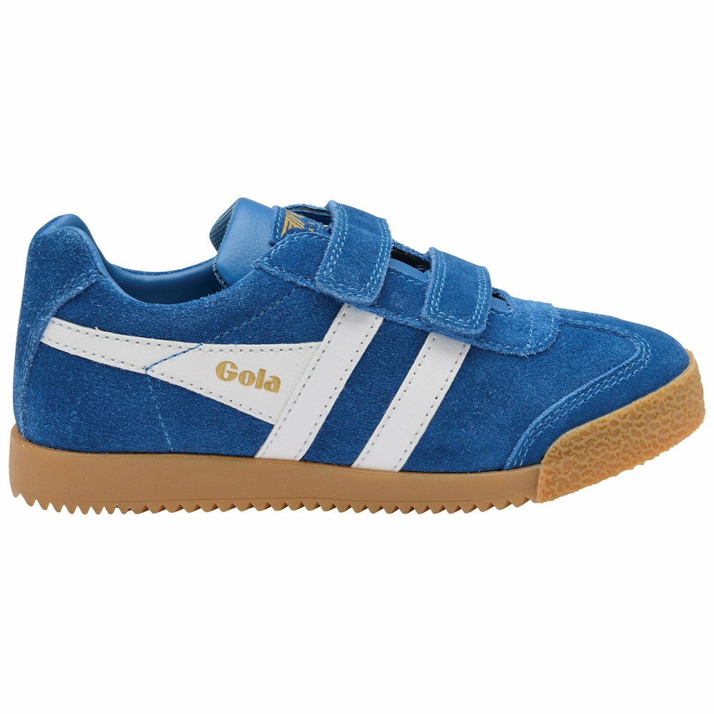 Gola Classics Harrier Strap Kids' Sneakers Blue / White | PYAVSX578