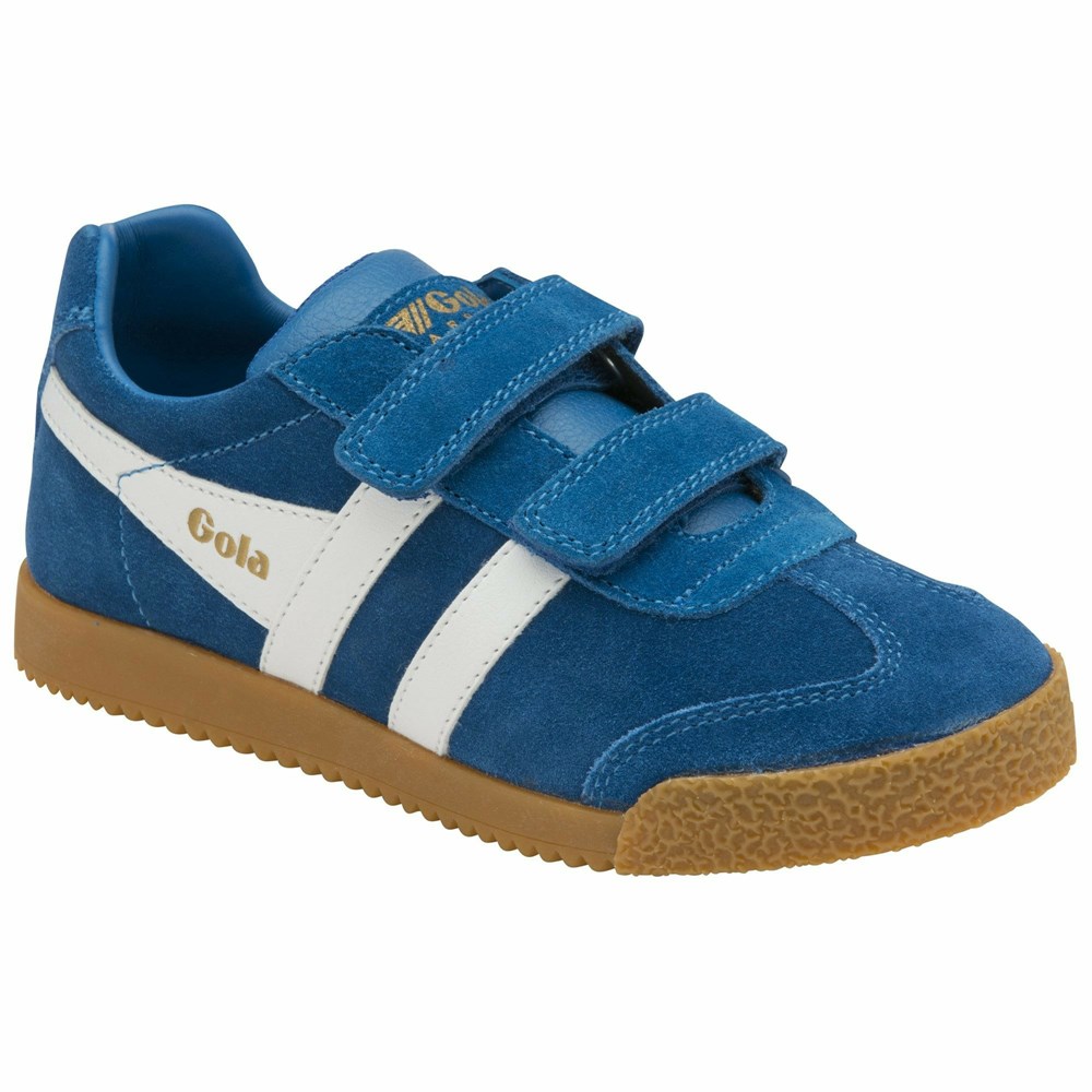 Gola Classics Harrier Strap Kids' Sneakers Blue / White | PYAVSX578