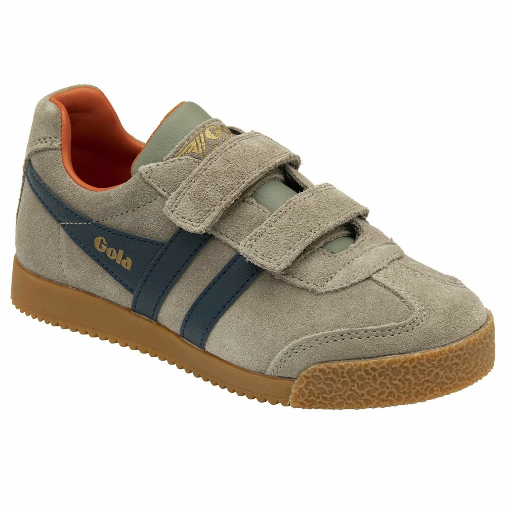 Gola Classics Harrier Strap Kids' Sneakers Navy / Orange | HEKYQB903