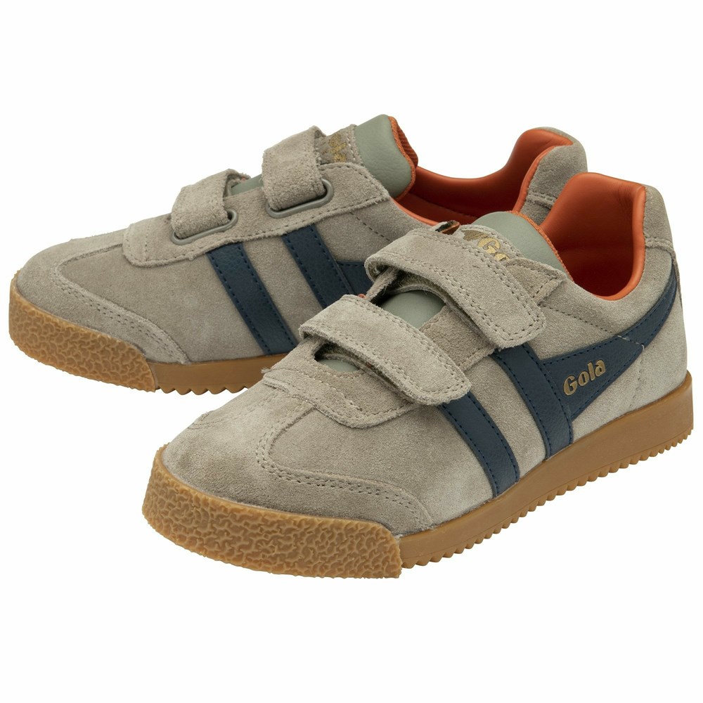 Gola Classics Harrier Strap Kids' Sneakers Navy / Orange | HEKYQB903