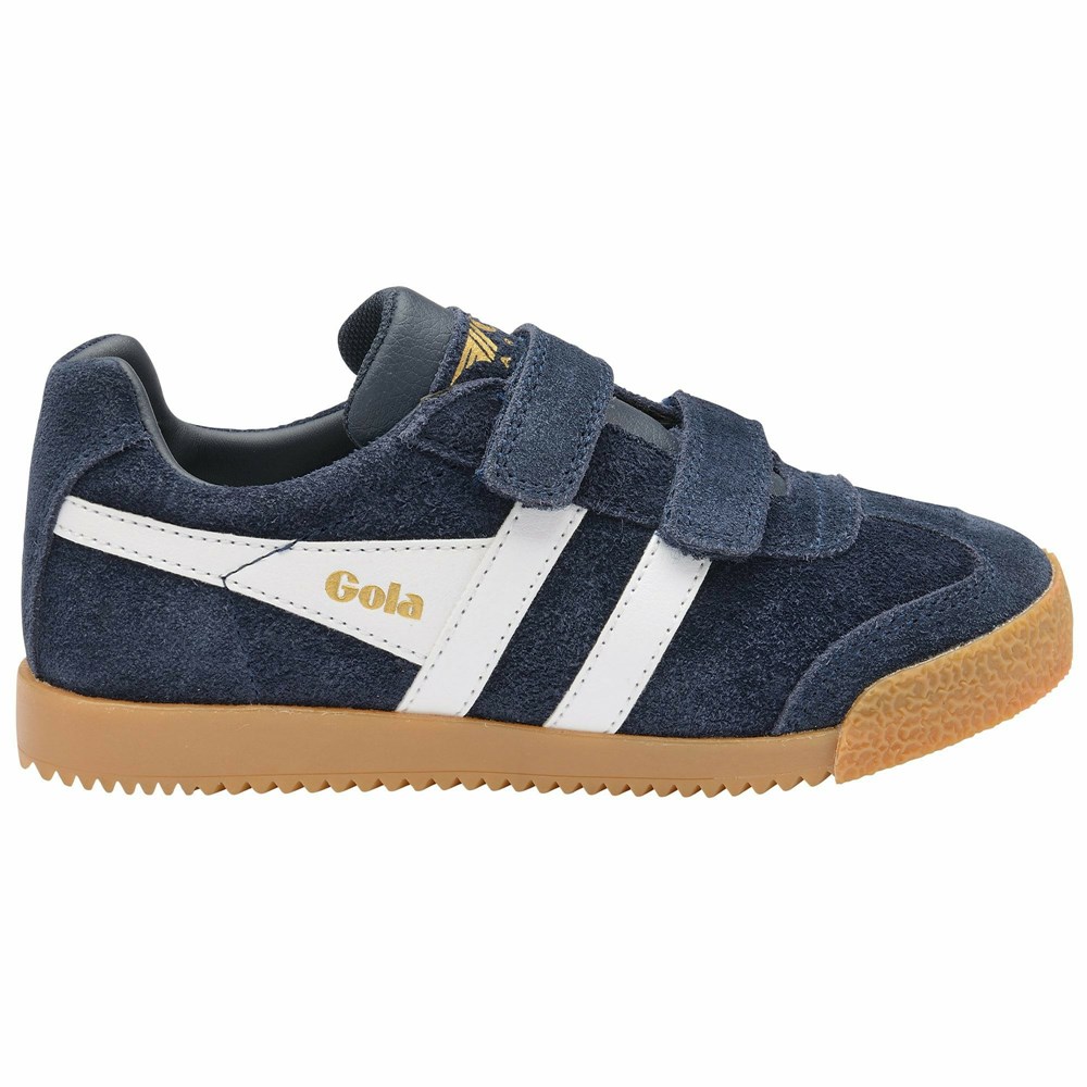 Gola Classics Harrier Strap Kids' Sneakers Navy / White | XTHURK240