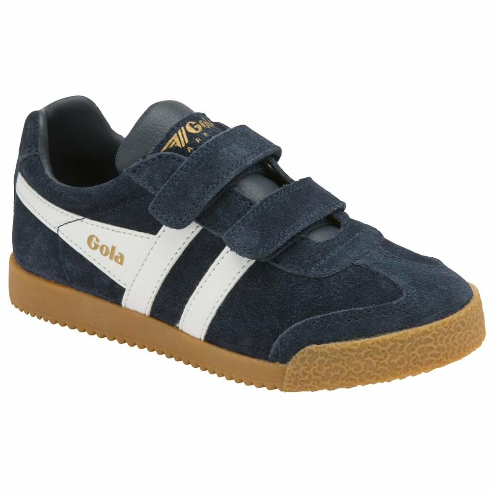 Gola Classics Harrier Strap Kids' Sneakers Navy / White | XTHURK240