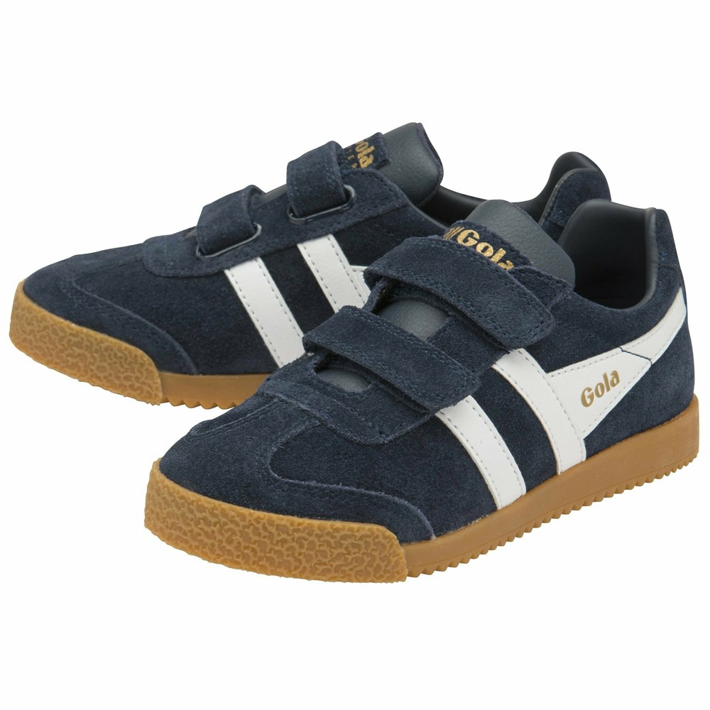 Gola Classics Harrier Strap Kids' Sneakers Navy / White | XTHURK240