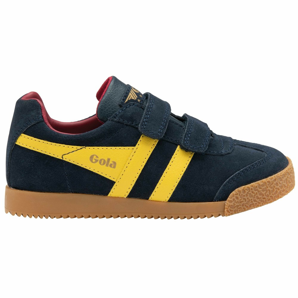 Gola Classics Harrier Strap Kids' Sneakers Navy / Orange / Red | HKLVXY967