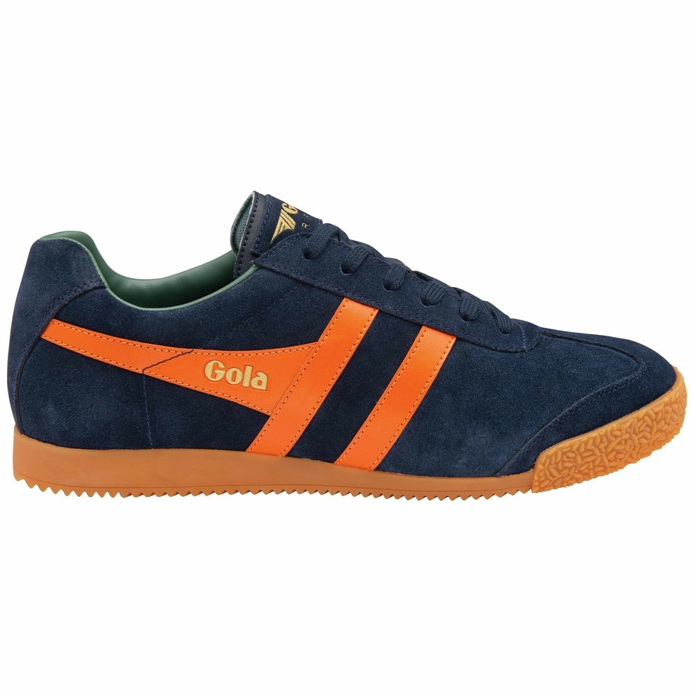 Gola Classics Harrier Suede Men Sneakers Navy / Orange / Olive | WXJIAD936