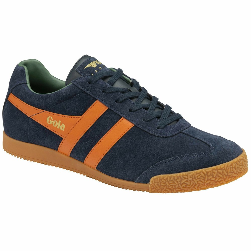 Gola Classics Harrier Suede Men Sneakers Navy / Orange / Olive | WXJIAD936