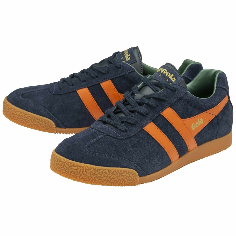 Gola Classics Harrier Suede Men Sneakers Navy / Orange / Olive | WXJIAD936