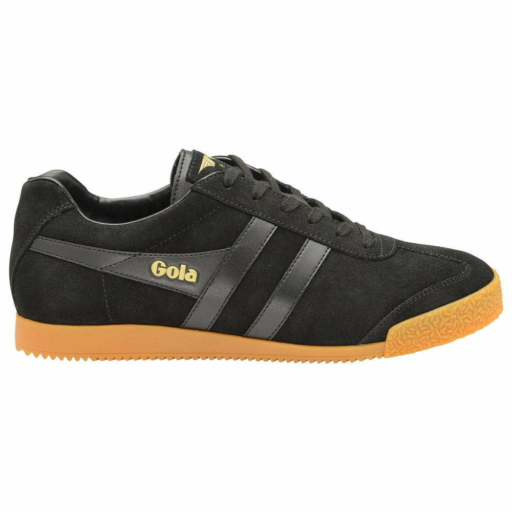 Gola Classics Harrier Suede Men Sneakers Black / Black | QPMJWK095