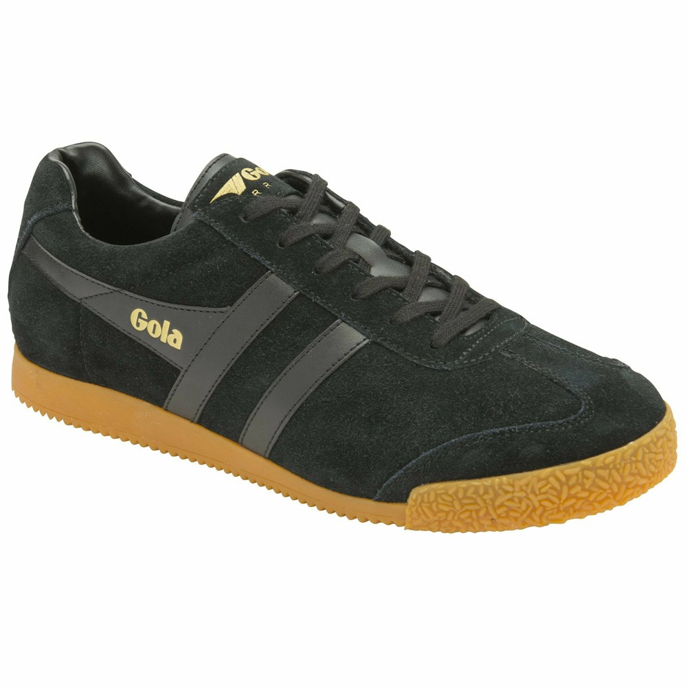 Gola Classics Harrier Suede Men Sneakers Black / Black | QPMJWK095