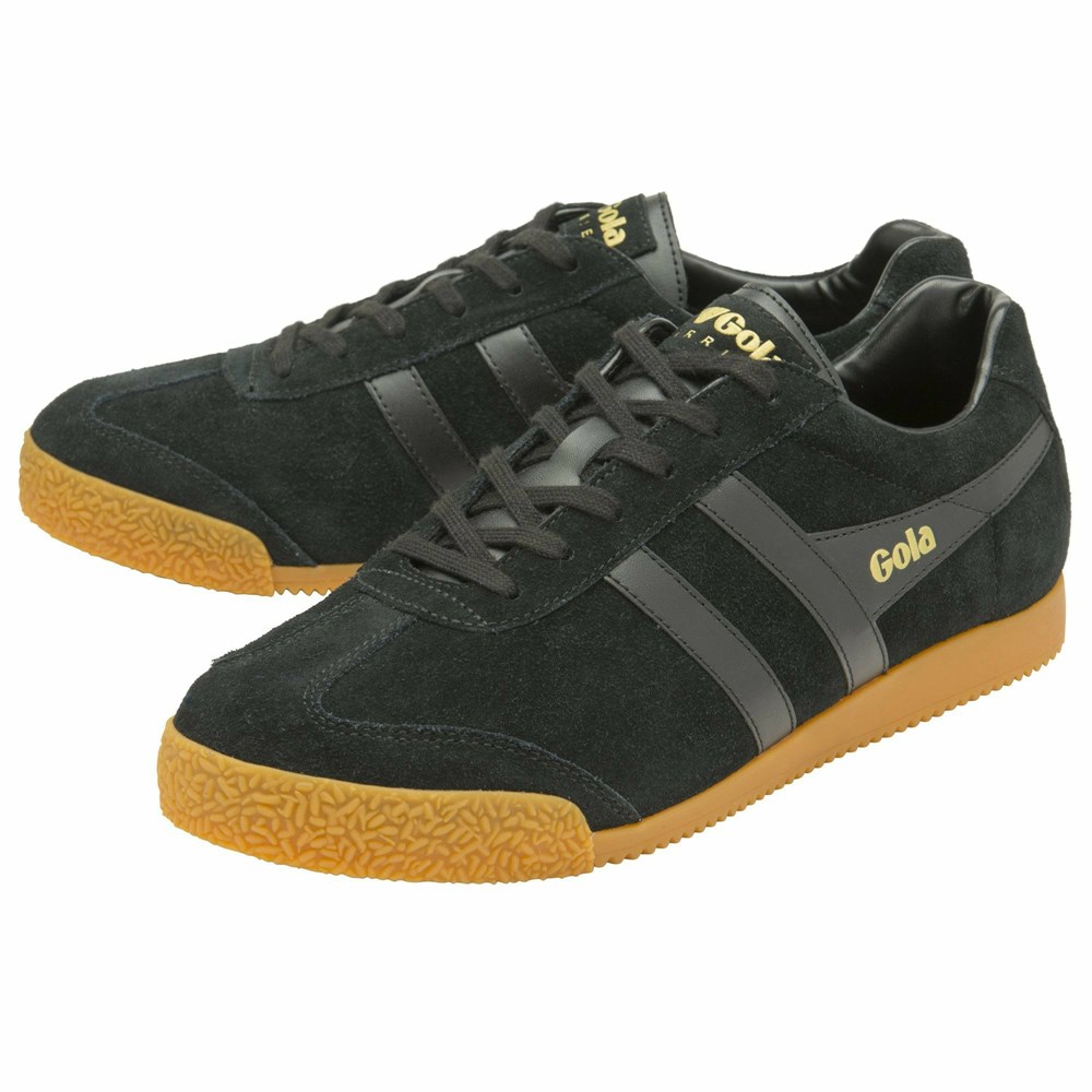 Gola Classics Harrier Suede Men Sneakers Black / Black | QPMJWK095