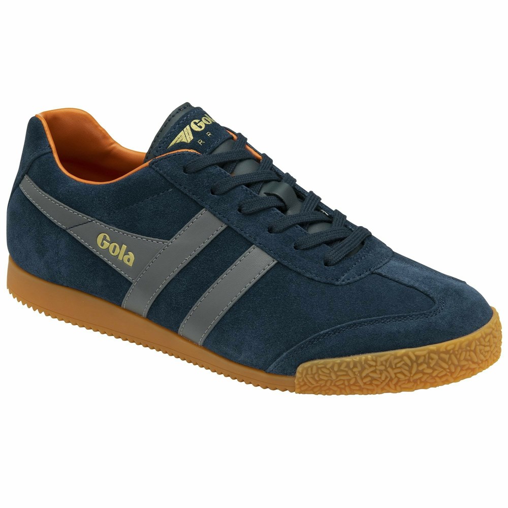 Gola Classics Harrier Suede Men Sneakers Navy / Grey / Orange | NACPHW013