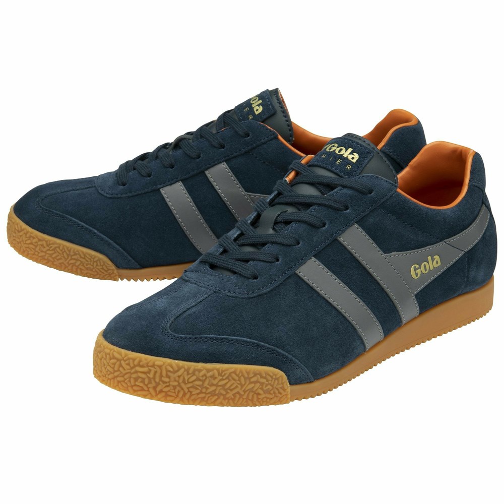 Gola Classics Harrier Suede Men Sneakers Navy / Grey / Orange | NACPHW013