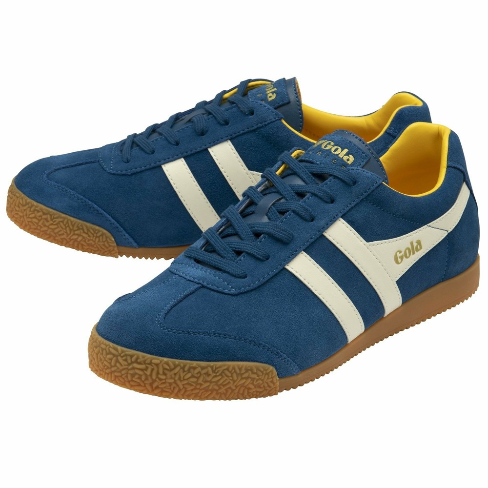 Gola Classics Harrier Suede Men Sneakers Blue / White / Orange | LEMDRO385