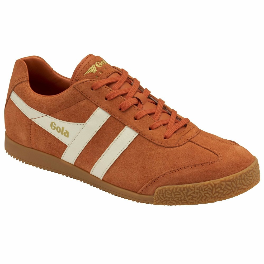 Gola Classics Harrier Suede Men Sneakers Orange / White | RXKDJQ381