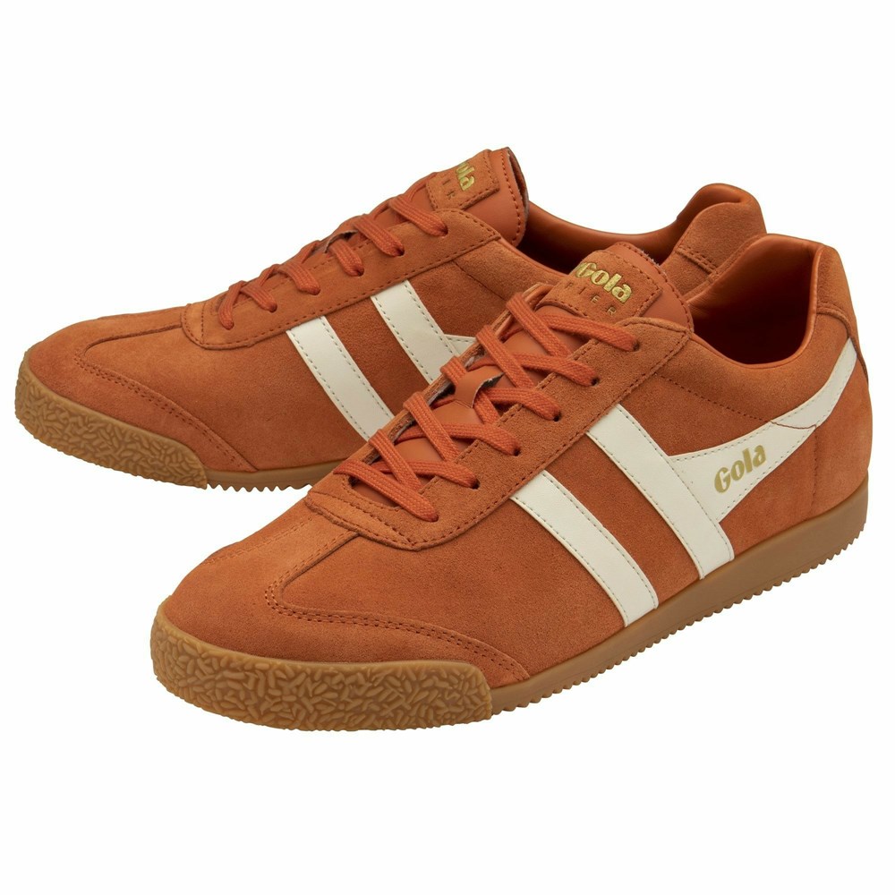 Gola Classics Harrier Suede Men Sneakers Orange / White | RXKDJQ381