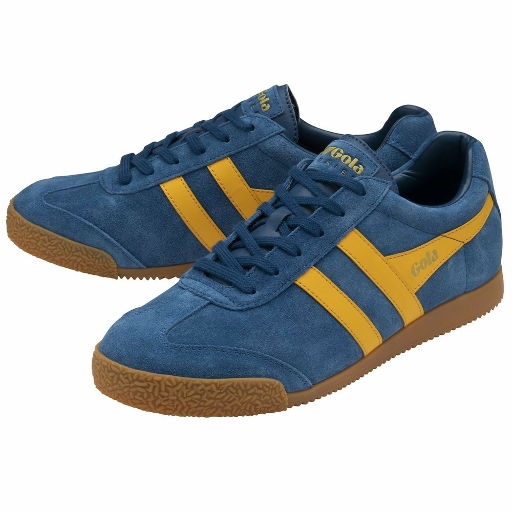 Gola Classics Harrier Suede Men Sneakers Blue / Orange | YOMZFG943