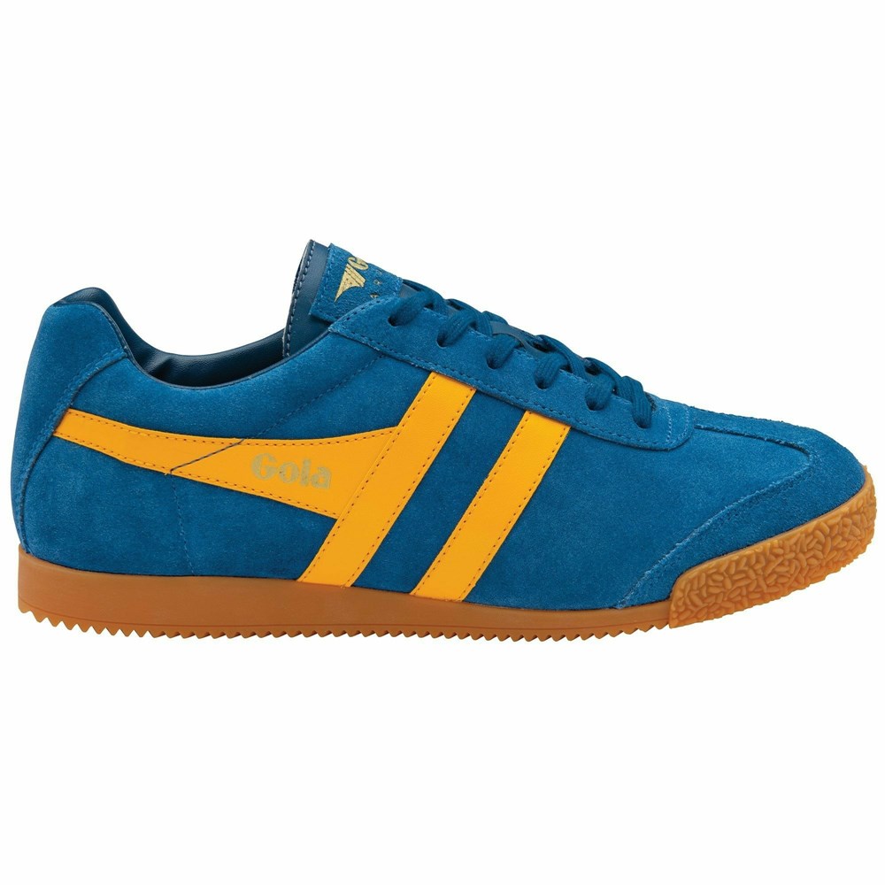 Gola Classics Harrier Suede Men Sneakers Blue / Orange | YOMZFG943