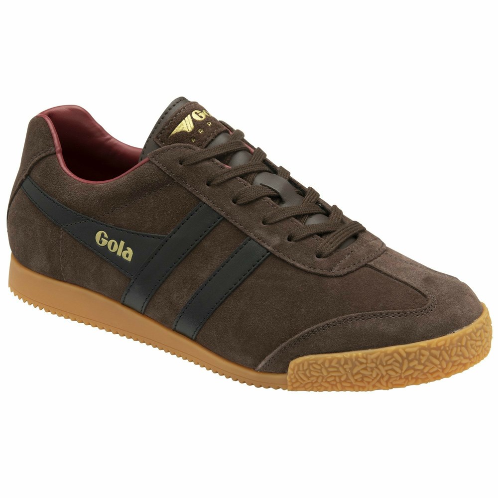 Gola Classics Harrier Suede Men Sneakers Dark Brown / Black / Deep Red | LAJSKX346