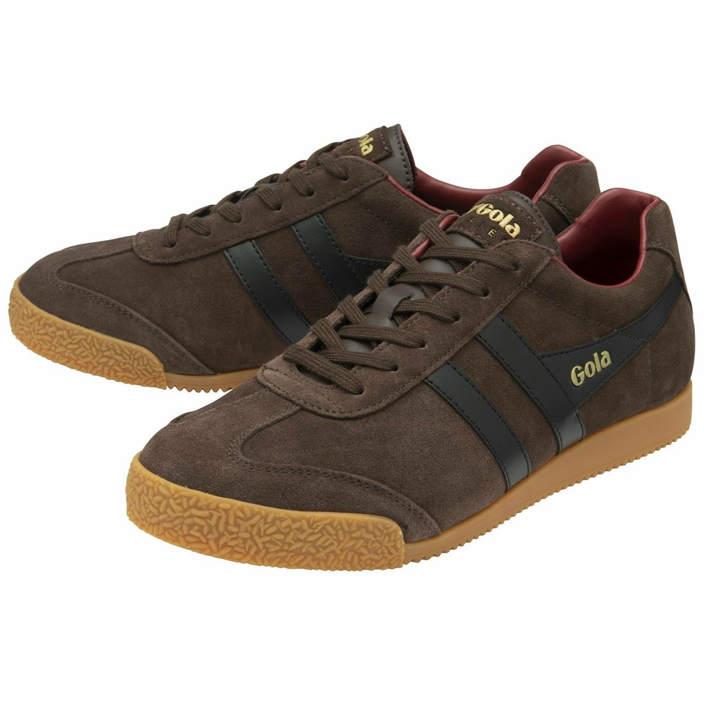 Gola Classics Harrier Suede Men Sneakers Dark Brown / Black / Deep Red | LAJSKX346