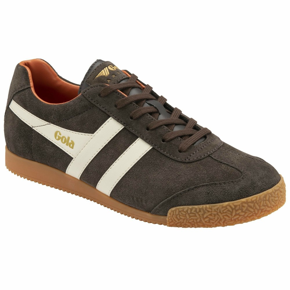 Gola Classics Harrier Suede Men Sneakers Dark Brown / White / Orange | HPNBLJ687