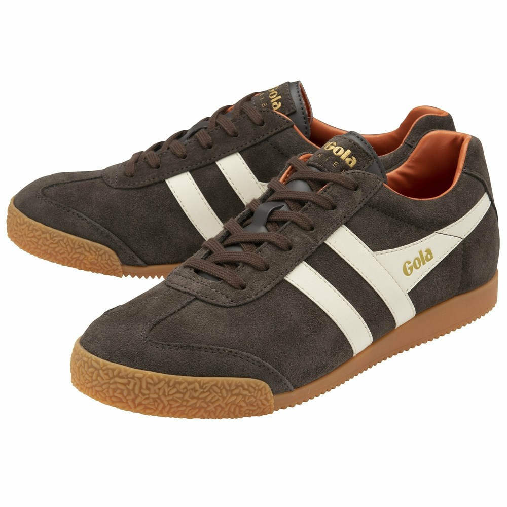 Gola Classics Harrier Suede Men Sneakers Dark Brown / White / Orange | HPNBLJ687