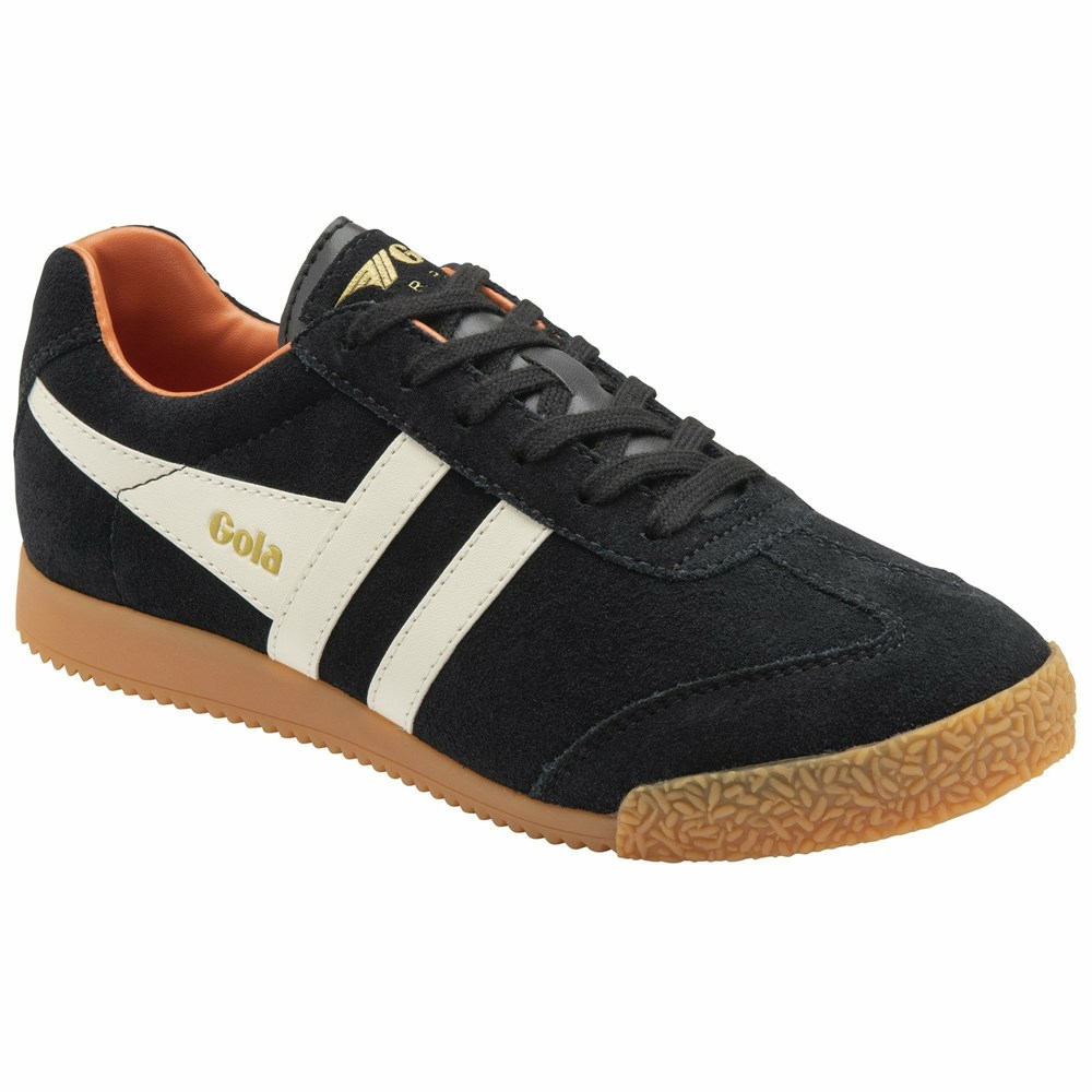 Gola Classics Harrier Suede Women Sneakers Black / White / Orange | QWHYBZ830