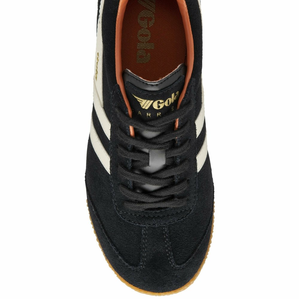 Gola Classics Harrier Suede Women Sneakers Black / White / Orange | QWHYBZ830