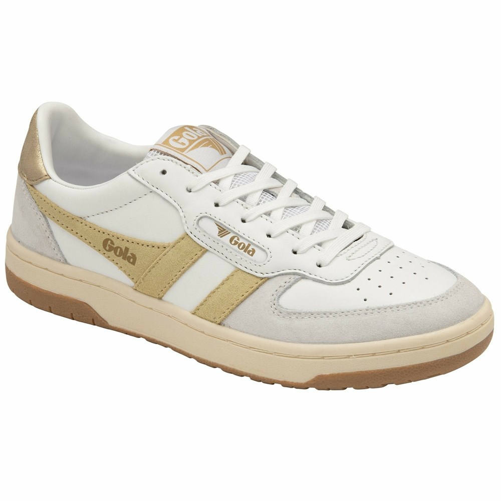 Gola Classics Hawk Women Sneakers White / Lemon / Gold | PSKDHX483